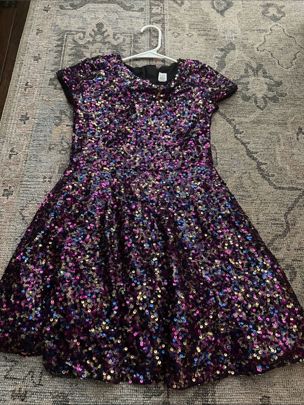 GAP Black Sequin Party Dress with Multicolor Sparkle